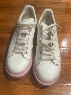 Alexander McQueen White Sneakers with Pink Soles